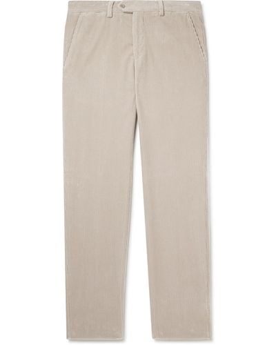 Rubinacci Modluca Straight-leg Pleated Cotton-corduroy Pants - Natural