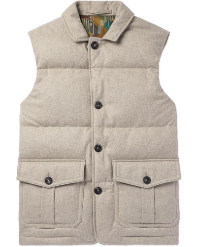 Incotex Montedoro Quilted Wool Down Gilet - Gray