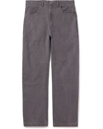 Entire studios Task Straight-leg Stone-washed Cotton-canvas Pants - Gray