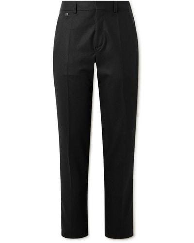 Agnona Slim-fit Wool And Cashmere-blend Flannel Pants - Black