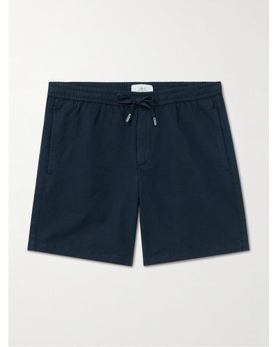 MR P. Straight-leg Cotton And Linen-blend Drawstring Shorts - Blue