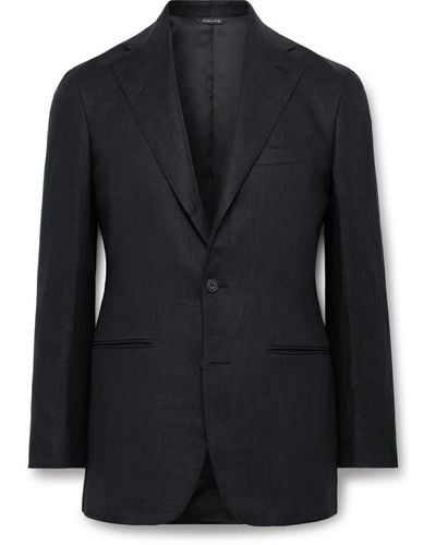 Saman Amel Slim-fit Linen Suit Jacket - Black