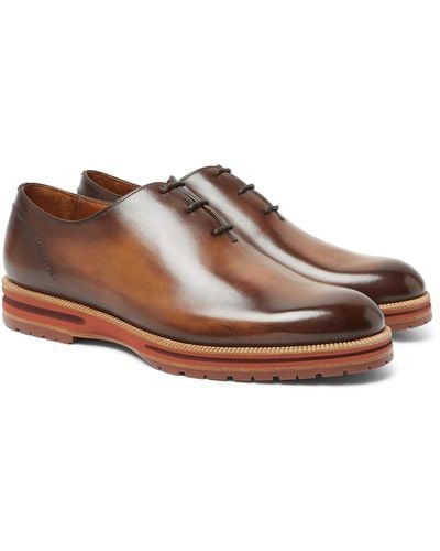 Berluti Alessio Whole-cut Leather Oxford Shoes - Brown