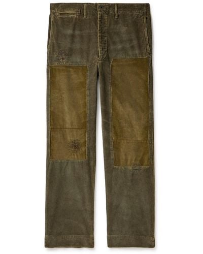 RRL Field Straight-leg Patchwork Cotton-corduroy Pants - Green