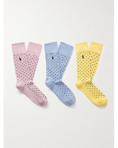 Polo Ralph Lauren Three-pack Logo-embroidered Stretch-knit Socks - White