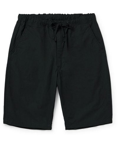 Orslow New Yorker Straight-leg Cotton-ripstop Drawstring Shorts - Black