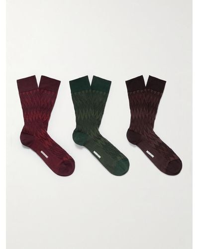 Missoni Three-pack Cotton-blend Jacquard Socks - Black