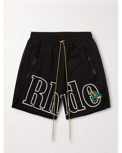 Rhude St. Tropez Straight-leg Logo-print And Embroidered Shell Shorts - Black
