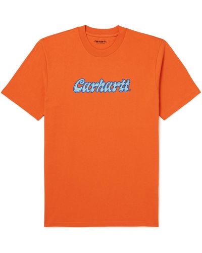 Carhartt Liquid Script Slim-fit Logo-print Cotton-jersey T-shirt - Orange