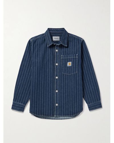 Carhartt Overshirt in denim a righe hickory Orlean - Blu