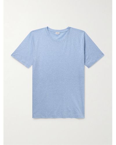 Zimmerli Filo Di Scozia Cotton And Linen-blend T-shirt - Blue