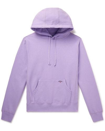 Noah Logo-embroidered Cotton-jersey Hoodie - Purple