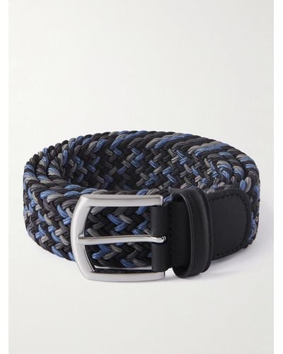 Anderson's Cintura intrecciata elasticizzata con finiture in pelle - Blu