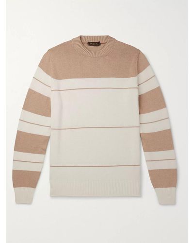 Loro Piana Striped Cotton And Silk-blend Sweater - Multicolour