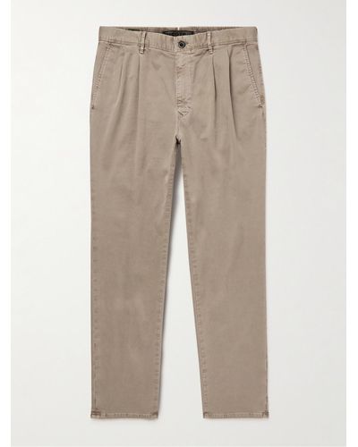 Incotex Slim-fit Pleated Stretch-cotton Gabardine Trousers - Natural