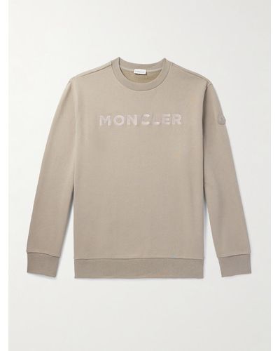 Moncler Logo-embroidered Cotton-jersey Sweatshirt - White