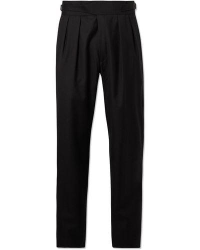 Rubinacci Straight-leg Satin-trimmed Wool-twill Tuxedo Pants - Black