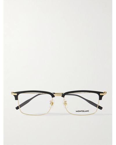 Montblanc Snowcap Brille mit eckigem Rahmen aus Azetat mit goldfarbenen Details - Natur