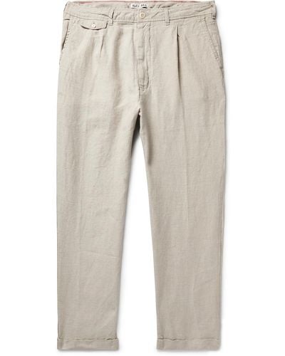 Alex Mill Standard Slim-fit Cropped Pleated Linen Pants - Natural
