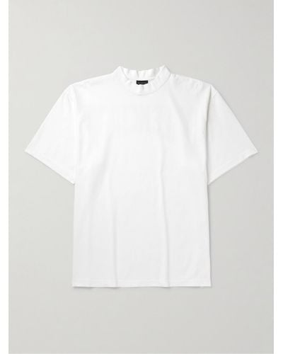 Balenciaga T-shirt in jersey di cotone con collo a lupetto e logo - Bianco