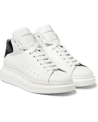 Alexander McQueen Exaggerated-sole Leather High-top Sneakers - White