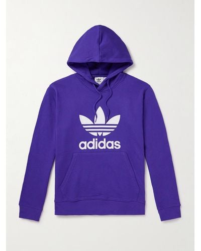 adidas Originals Logo-print Cotton-jersey Hoodie - Purple