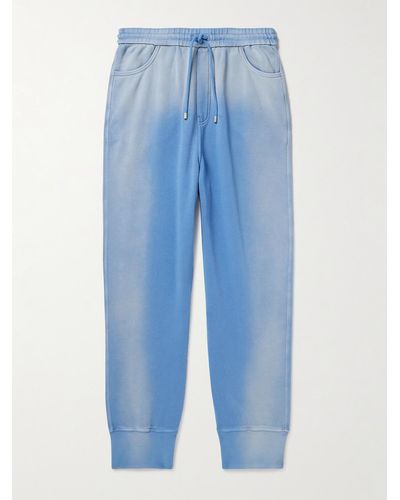 Loewe Tapered Tie-dyed Cotton-jersey Sweatpants - Blue