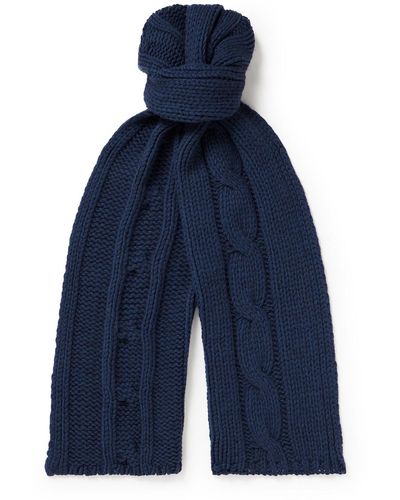 Johnstons of Elgin Cable-knit Cashmere Scarf - Blue