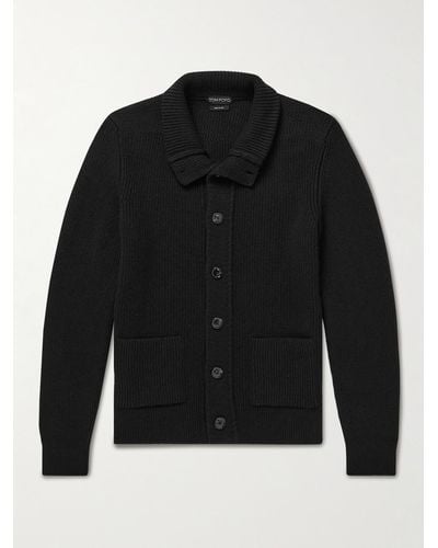 Tom Ford Cardigan in cashmere a coste - Nero