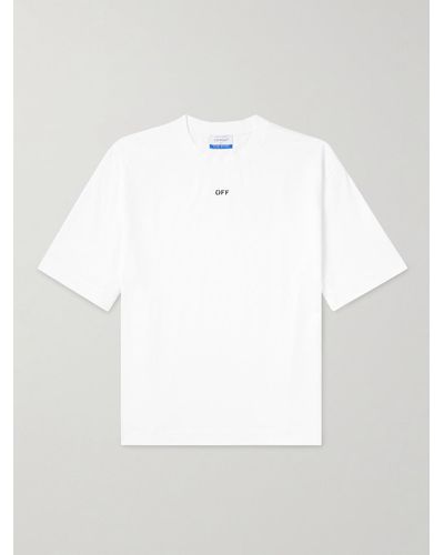 Off-White c/o Virgil Abloh T-shirt in jersey di cotone con logo - Bianco