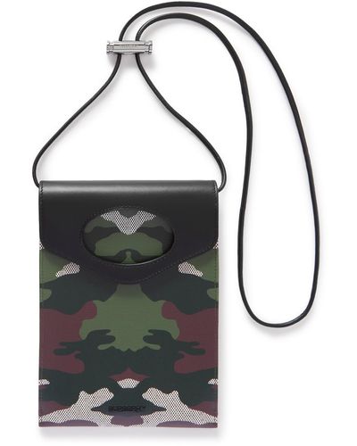 Burberry Camouflage-print E-canvas And Leather Pouch With Lanyard - Green