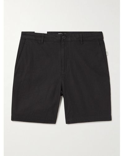 Onia Traveller Straight-leg Stretch-cotton And Linen-blend Twill Shorts - Black