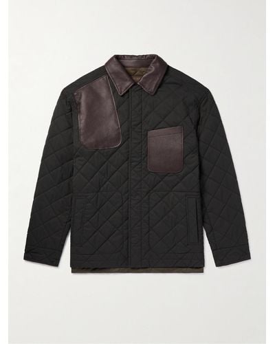 James Purdey & Sons Leather-trimmed Quilted Virgin Wool-blend And Shell Jacket - Black