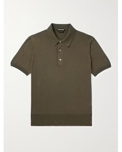 Tom Ford Polo slim-fit in cotone - Verde