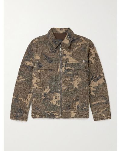 Givenchy Distressed Camouflage-print Cotton Blouson Jacket - Brown