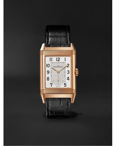 Jaeger-lecoultre Reverso Classic Large Duoface Small Seconds Hand-wound 28.3mm 18-karat Rose Gold And Alligator Watch - Black