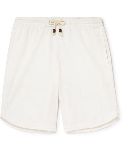 SMR Days Hiri Straight-leg Striped Cotton-voile Drawstring Shorts - White