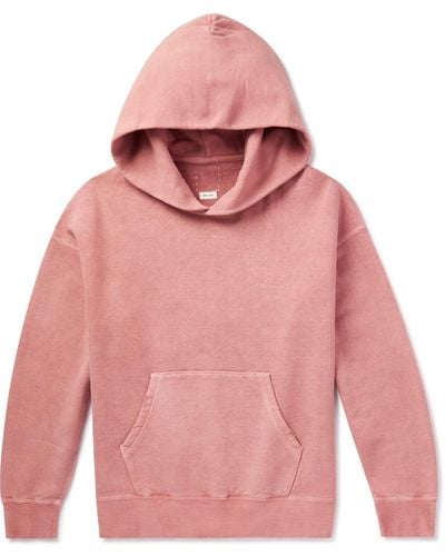 Visvim Distressed Garment-dyed Cotton-jersey Hoodie - Pink