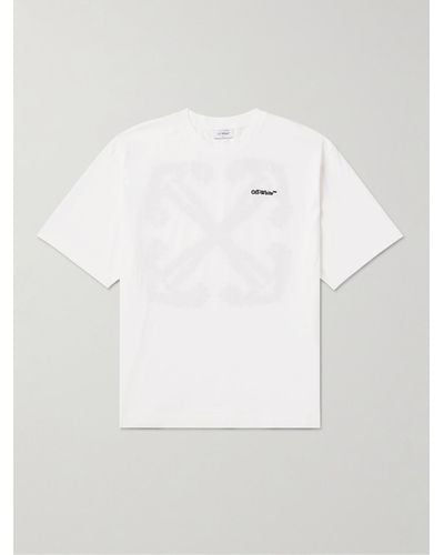 Off-White c/o Virgil Abloh T-shirt in jersey di cotone con logo - Bianco