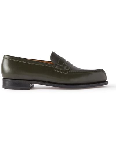 J.M. Weston Leather Penny Loafers - Brown