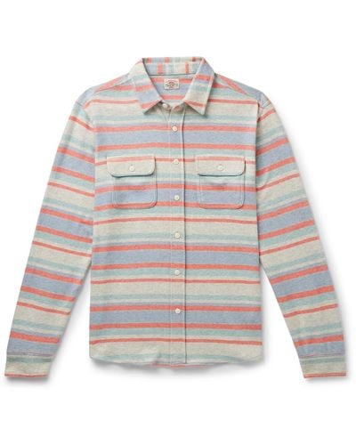 Faherty Legendtm Striped Brushed Stretch Recycled-knit Shirt - White