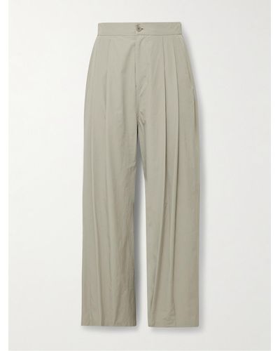 Amomento Wide-leg Pleated Shell Trousers - White