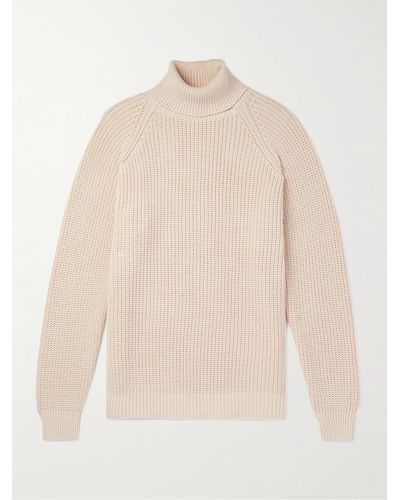 Ghiaia Ribbed Cotton Rollneck Sweater - Natural