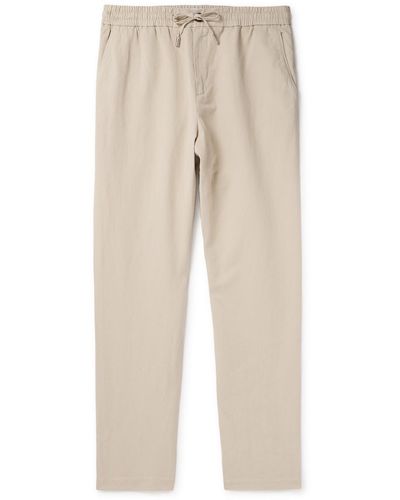 MR P. James Straight-leg Cotton And Linen-blend Twill Drawstring Pants - Natural