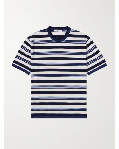 MR P. T-shirt in lana merino a righe - Blu