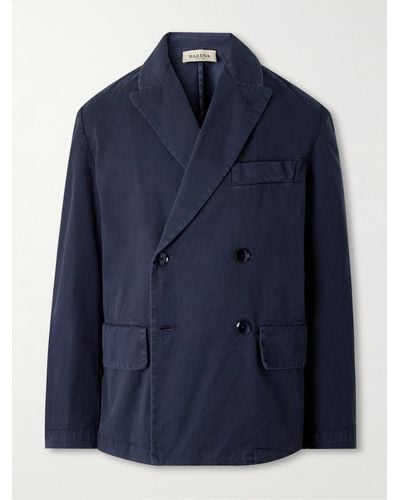 Barena Brawler doppelreihige Oversized-Anzugjacke aus Whipcord aus einer Baumwollmischung - Blau