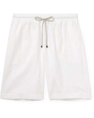 Zimmerli of Switzerland Straight-leg Linen And Cotton-blend Drawstring Shorts - White