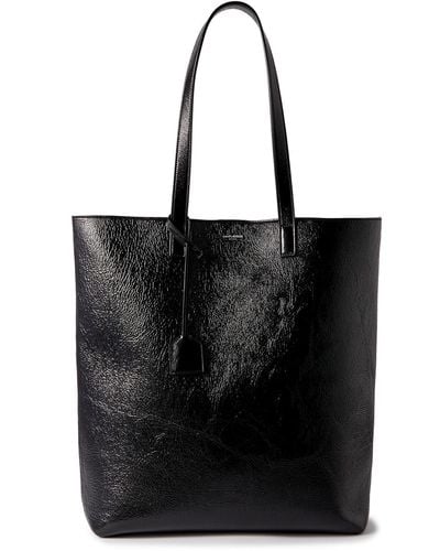 Saint Laurent Bold Crinkled-leather Tote Bag - Black