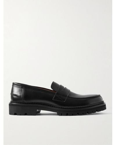MR P. Jacques Leather Penny Loafers - Black