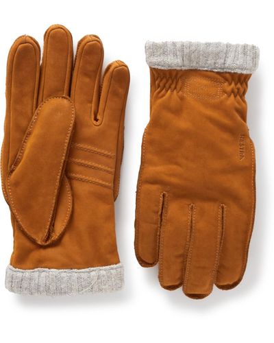 Hestra Primaloft Fleece-lined Full-grain Leather Gloves - Brown